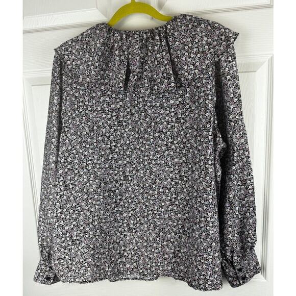 H&M Flounce-Collared Blouse Lavender Multi L cottagecore 51-03 - Picture 11 of 16